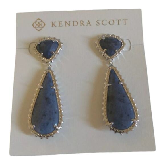 KENDRA SCOTT Payton Blue Dumortierite Stone Silver Drop Earrings New!! - Picture 7 of 7